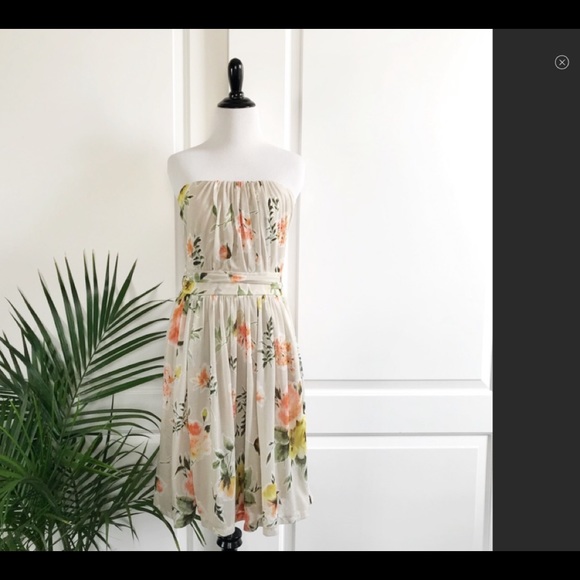 Mango Suit Floral Strapless Dress small - Picture 3 of 10